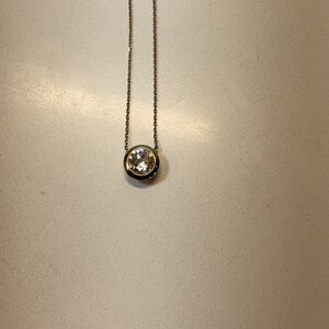 WHITE HOUSE BLACK MARKET Gold-tone Solitaire Cubic Zirconia Pendant